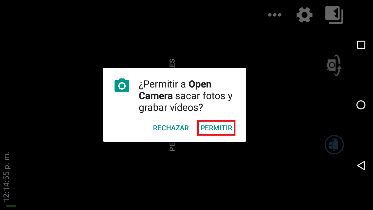 Otorgue el permiso a la aplicación para que pueda acceder a la cámara del disitivo presionando en <b class="text-red">Permitir</b>