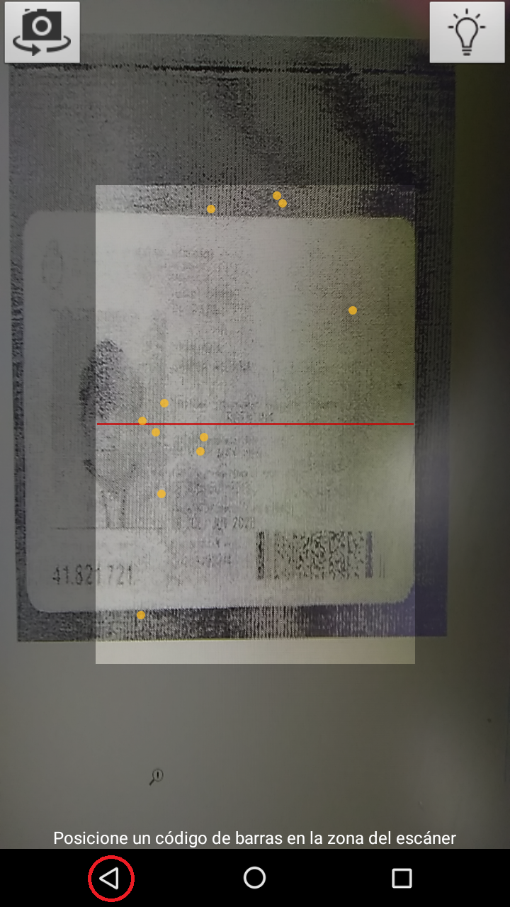 Toque el botón retroceso (volver hacia atrás) una vez