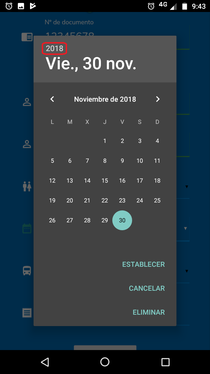Para ubicar el año más rápido presione sobre el año para que la aplicación le muestre un listado con los años