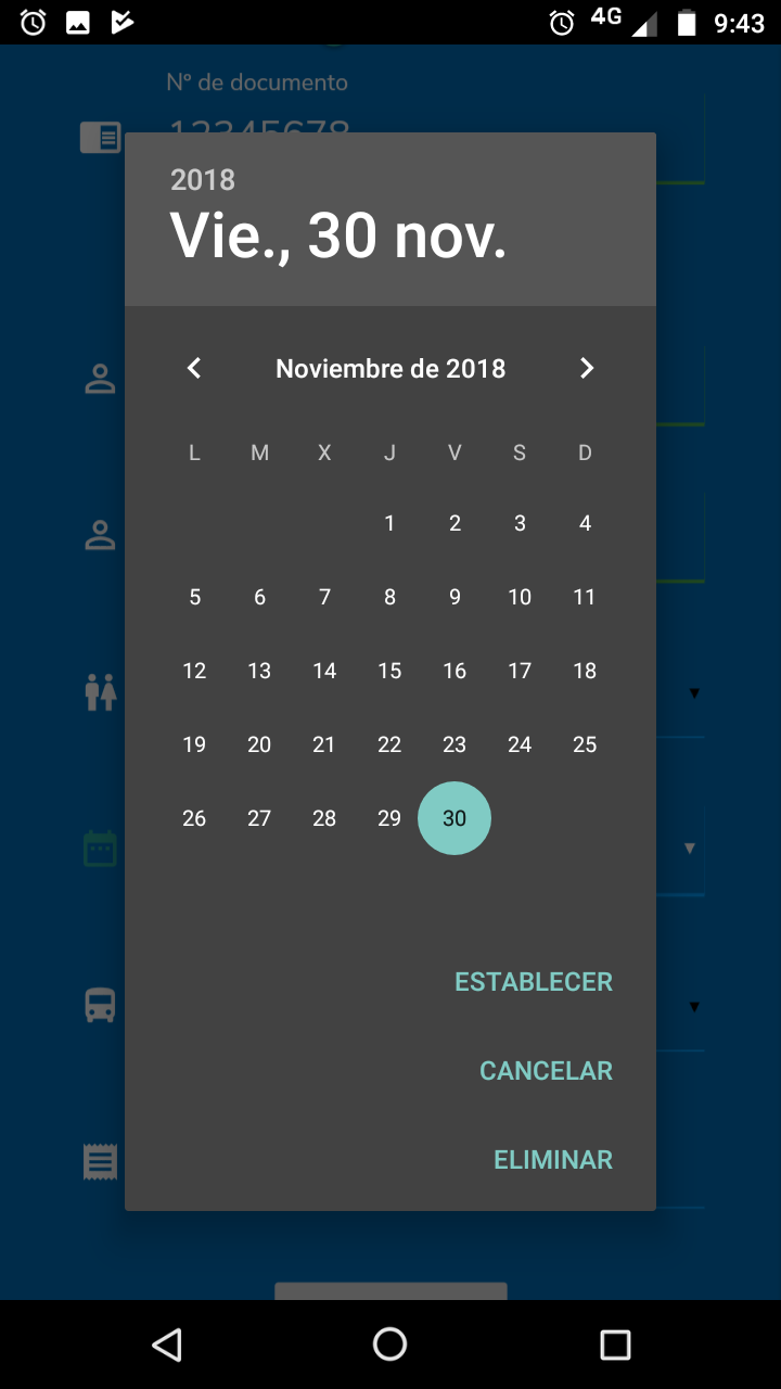 La aplicacion le permitirá cargar manualmente los campos