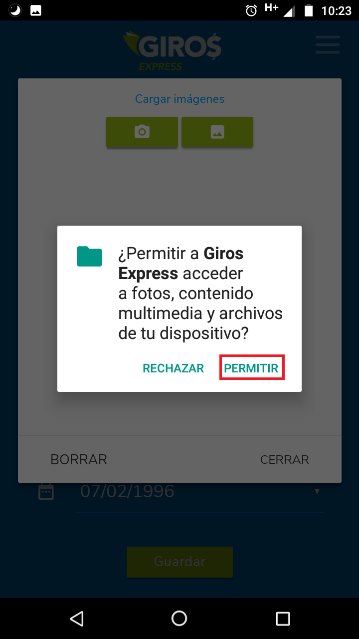 Toque el botón retroceso (volver hacia atrás) una vez