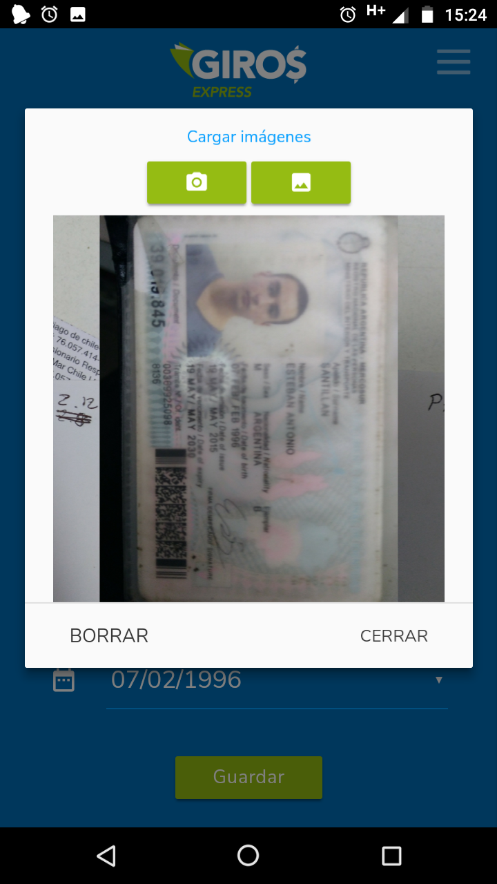 Toque el menú "Capturar Boleto"