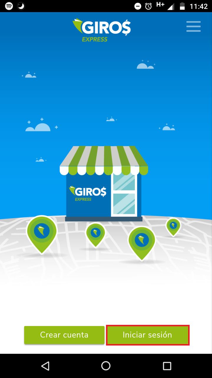 Abra la app de giros y presione el botón <b class="text-red">Iniciar sesión</b>
