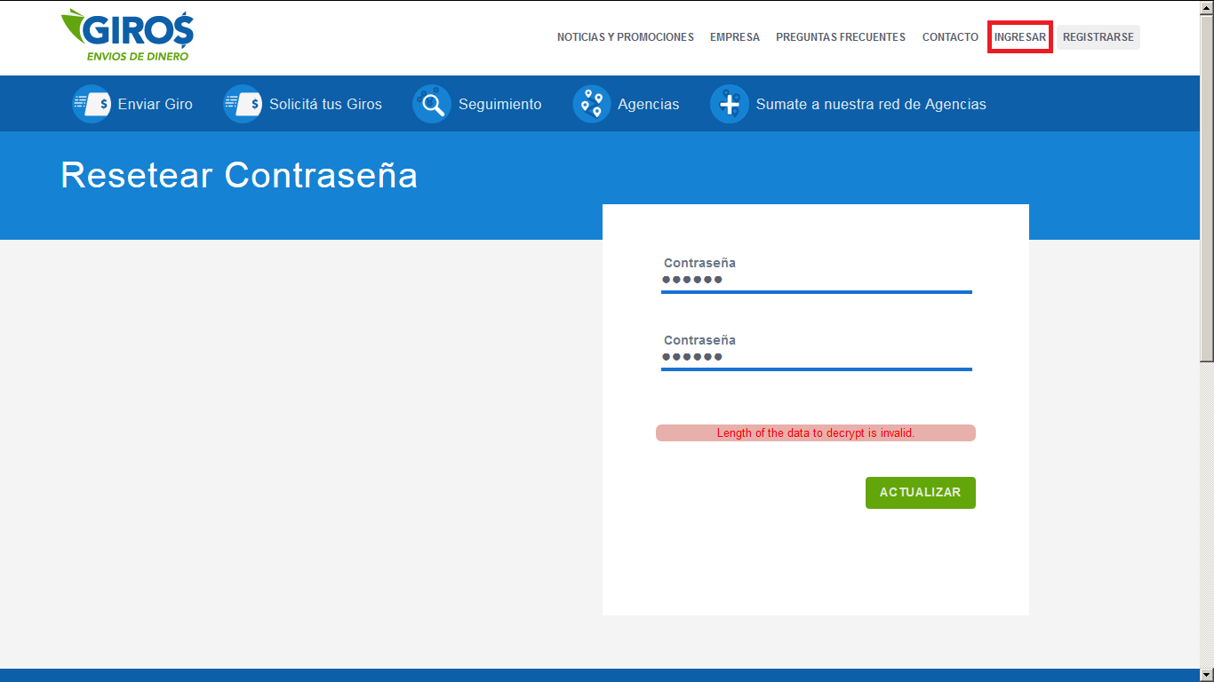 Haga click en <b class="text-red">He olvidado mi contraseña</b>