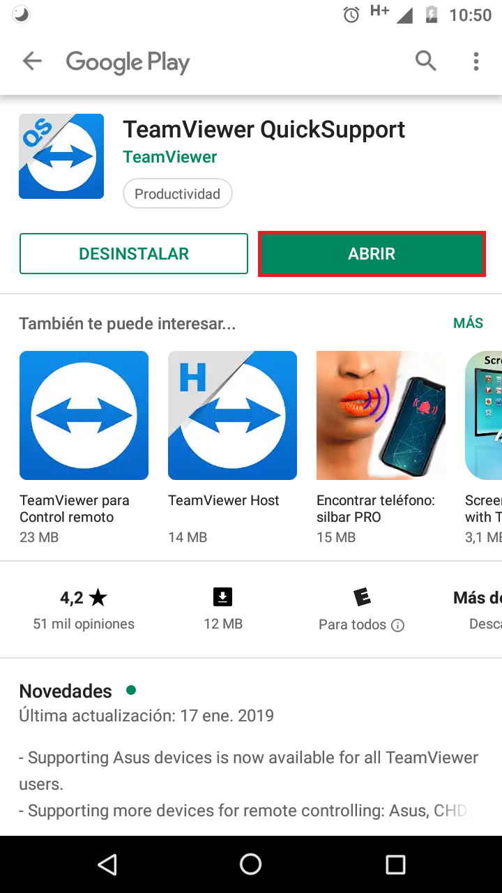 Presione en <b class="text-red">Abrir</b>