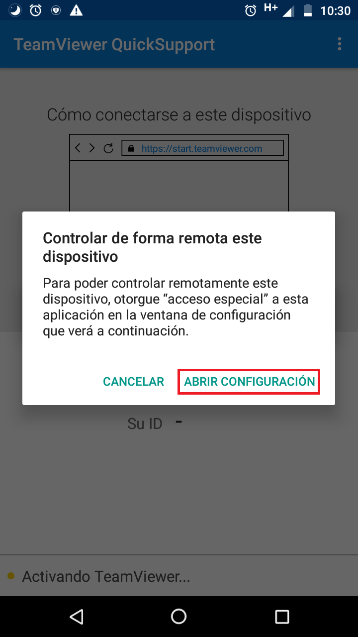 Presione en <b class="text-red">Abrir Configuracion</b>